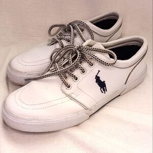 POLO Ralph Lauren Mens white Leather FAXON Sneakers Tennis Shoes sz 7